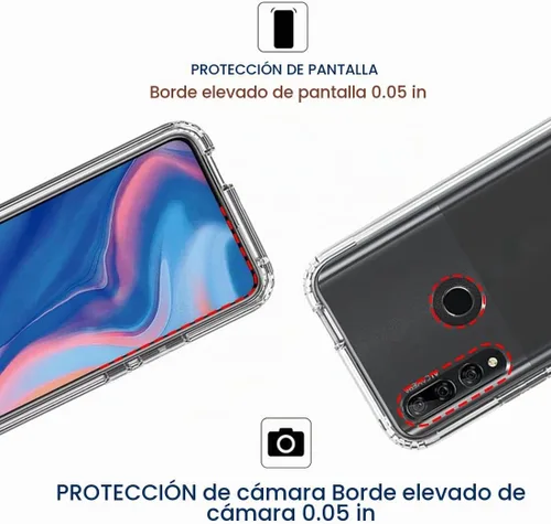 Vista 2 de Funda transparente compatible con Y9 Prime 2019/Honor 9X/P Smart Z STK-LX1 con protector de pantalla de vidrio templado, bonita funda protectora