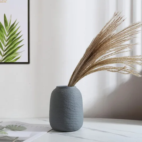 Vista 2 de Jarrones de cerámica gris, jarrones modernos texturizados, jarrones de decoración del hogar, también se pueden utilizar como la mejor decoración Zj