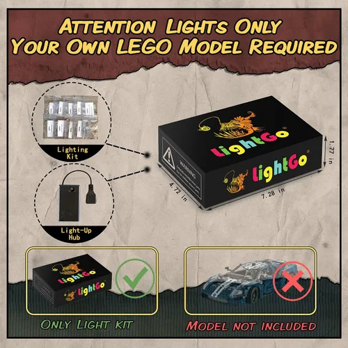 Vista 2 de LightGo Kit de iluminación LED diseñado para Lego 42154 2022 Ford GT Building Set, no incluye modelo (versión clásica)