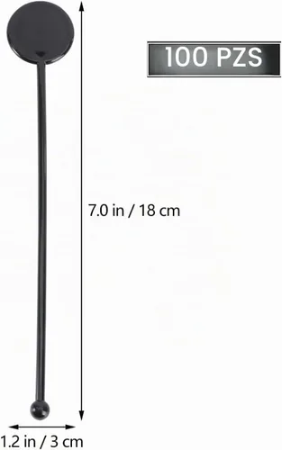 Vista 2 de Brccee AC 100 palitos de cóctel de 7 pulgadas, agitadores de plástico desechables, agitadores de bebidas de plástico para café, whisky (negro)
