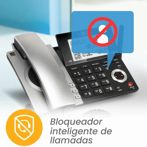 Vista 2 de AT&T CL84207 DECT 6.0 Teléfono con cable de 2 teléfonos para el hogar con largo alcance, contestador, bloqueo de llamadas, locutor de identificación