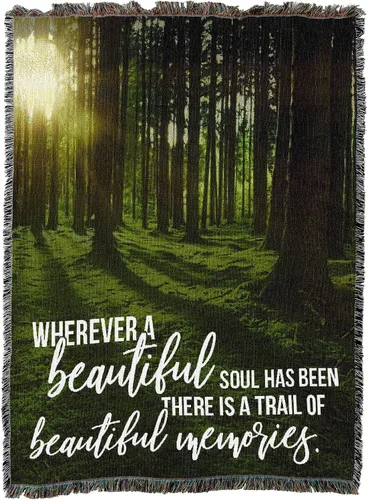 Vista 2 de Pure Country Weavers Manta con texto en inglés «Wherever A Beautiful Soul Has Been, There is A Trail of Beautiful Memories», tapiz de regalo