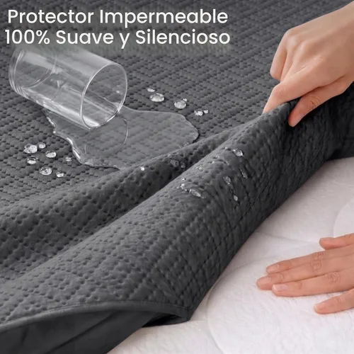 Vista 2 de Protector de colchón individual 100% impermeable, protección de 360 grados contra derrames, manchas y accidentes para padres y dueños de mascotas