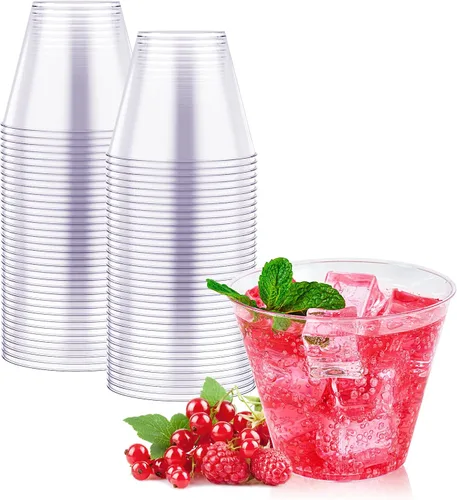 Vista 9 de JOLLY CHEF Vasos de plástico desechables transparentes de 10 onzas, paquete de 50 vasos de plástico transparente, vasos de fiesta resistentes, vasos