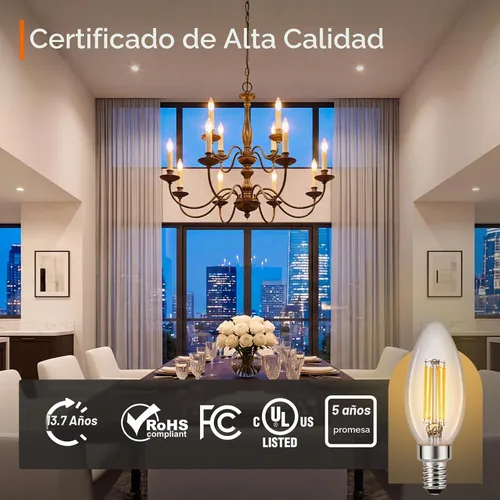 Vista 3 de Sylvania - Bombilla LED TruWave Natural Series Décor B10, equivalente a 40 W, eficiente 4 W, base de candelabro, regulable, 350 lúmenes