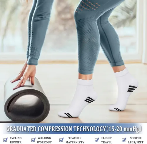 Vista 3 de CHARMKING Calcetines de compresión para mujeres y hombres, circulación de 15 a 20 mmHg, lo mejor para atletismo, correr, ciclismo, enfermera, uso