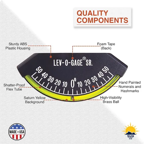 Vista 5 de Sun Company Lev-o-gage Sr. Marine - Clinómetro de ángulo de talón para barcos y embarcaciones marítimas Mide el ángulo de -50 a 50 grados