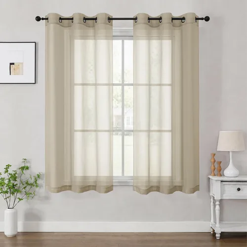 Vista 22 de OWENIE Cenefa transparente con ojales negros para ventanas, 2 paneles de 52