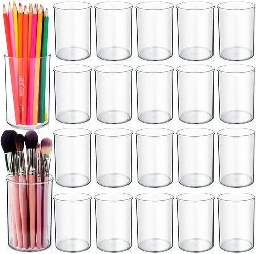 Vista 8 de Crtiin Paquete de 10 soportes de acrílico transparente para bolígrafos, brochas de maquillaje, soporte redondo para lápices, organizadores