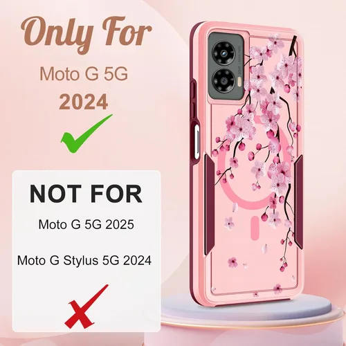 Vista 2 de Funda para Moto G 5G 2024 – Compatible con MagSafe para mujeres y niñas, bonita funda protectora magnética para teléfono, diseño femenino Kawaii
