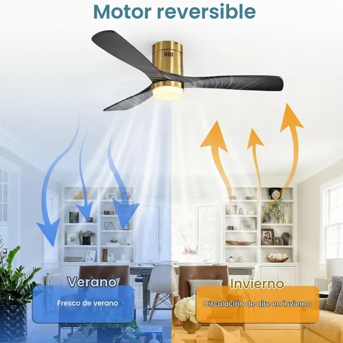 Vista 5 de Sofucor Ventiladores de techo inteligentes de 52 pulgadas con luces - montaje al ras de perfil bajo, modernos ventiladores de techo de madera maciza