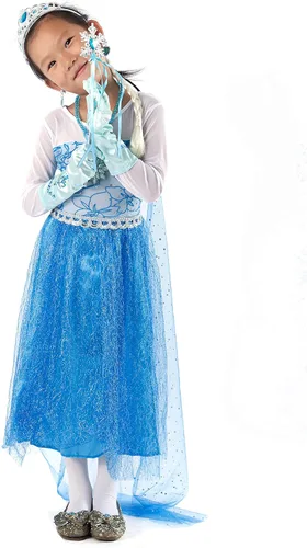 Vista 3 de Vestido de princesa para niñas disfraz de princesa para niñas pequeñas disfraz de princesa de Halloween con accesorios