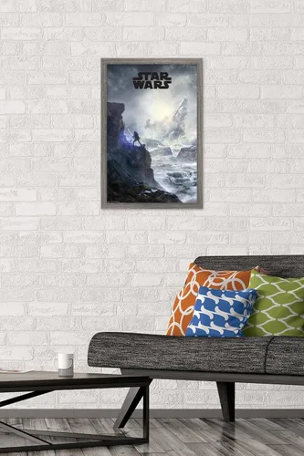 Vista 2 de Trends International Star Wars: Jedi Fallen Order - Póster de pared con clave de acantilado, 14.725 x 22.375 pulgadas, versión enmarcada de madera