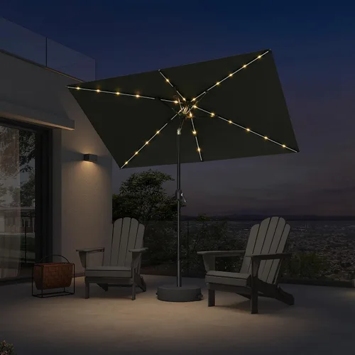 Vista 28 de PURPLE LEAF Sombrilla LED para patio y piscina, 5 x 8 pies, con base para Beige