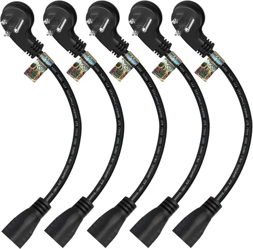 Vista 8 de Cable de extensión corto de 1 pie y 12 pulgadas, 16 AWG de 3 clavijas macho a hembra, cable de extensión corto para interiores y exteriores, cable