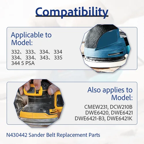 Vista 5 de N430442 Correa lijadora orbital aleatoria para DeWalt DWE6423 DWE6420 DWE6421 (paquete de 2)