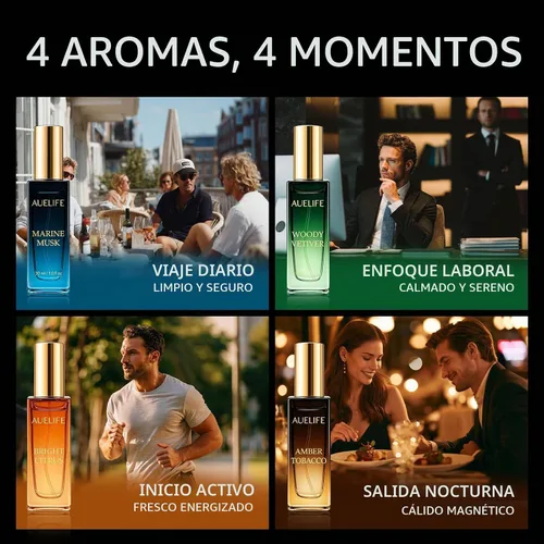 Vista 6 de Auelife Men's Perfume Gift Set, 4x30mL Cologne, Gifts for Father, Dad & Him