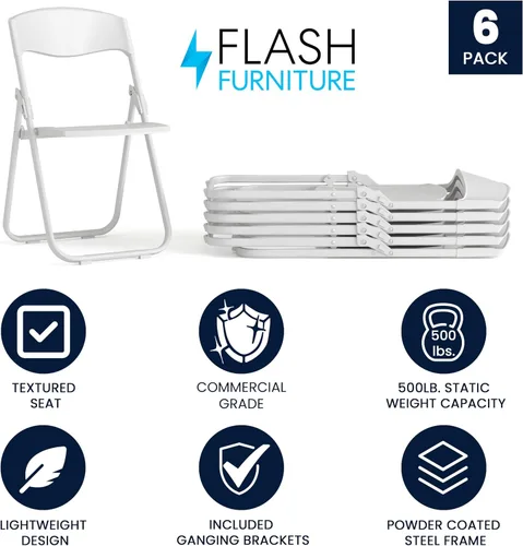 Vista 4 de Flash Furniture HERCULES Series - Silla plegable de plástico blanco