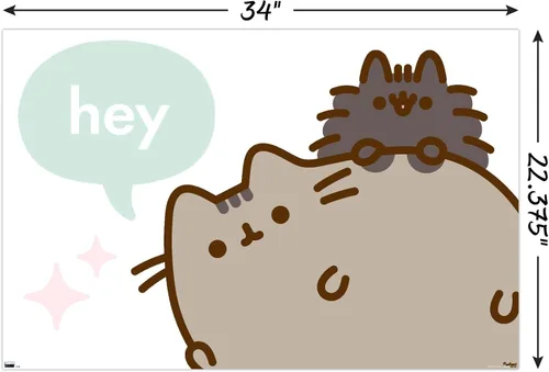 Vista 3 de Pusheen - Póster de pared Hey de 34 pulgadas de largo x 22.4 pulgadas de ancho, versión sin marco