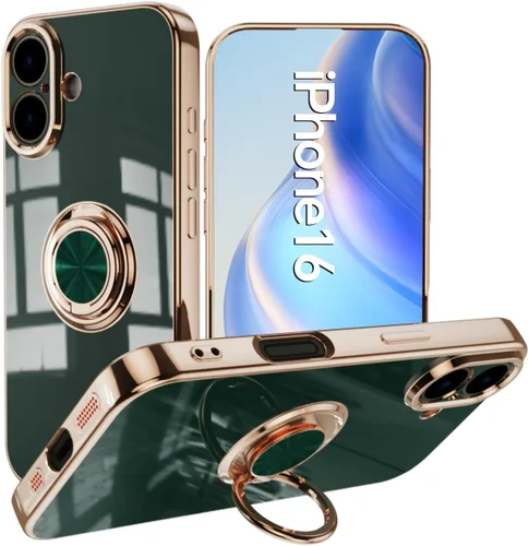 Vista 37 de Compatible con iPhone 11 Kickstand, anillo de rotación de 360 grados integrado con borde de oro rosa brillante que funciona con soporte magnético