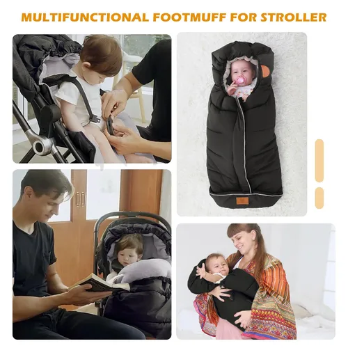 Vista 8 de LAT - Saco de dormir para bebé, cálido, universal, saco de dormir para cochecito para clima frío, saco impermeable para niños pequeños