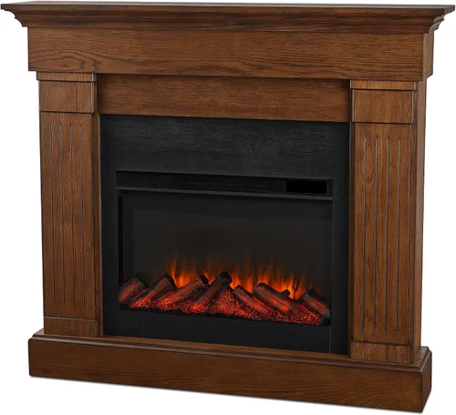 Vista 10 de Real Flame Crawford - Chimenea eléctrica delgada para interiores de 48 pulgadas con repisa para sala de estar o dormitorio, inserto de chimenea