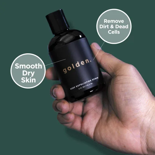 Vista 3 de Golden Grooming Co. Kit de baño y cuidado de la piel corporal para hombres, con exfoliante profundo, lavado facial, humectante, gel de baño, champú
