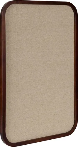 Vista 9 de Kate and Laurel Hutton Transitional Pinboard, 20 x 30, Rustic Brown, Radius Rectangle Wall Organizer with Fabric Pinning Surface Marrón rústico