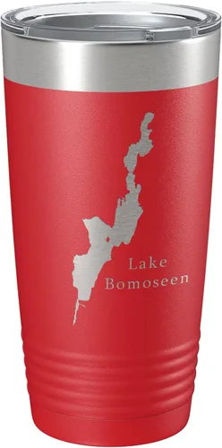 Vista 12 de Lake Bomoseen Map Tumbler Travel Mug Insulated Laser Engraved Coffee Cup Vermont 20 oz Black