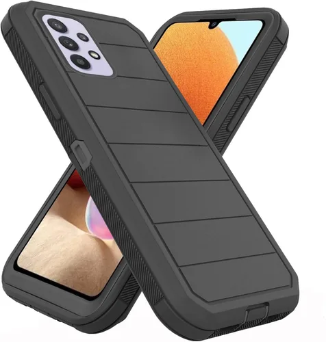 Vista 3 de Asuwish Funda de teléfono para Samsung Galaxy A32 4G de 6.4 pulgadas con protector de pantalla de vidrio templado y cubierta para celda, híbrida