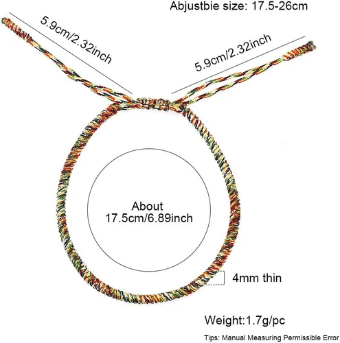 Vista 31 de Pulseras tibetanas hechas a mano con cuerda roja para él y ella, pulsera de la amistad, pulsera de la amistad, hilo negro y rojo para protección