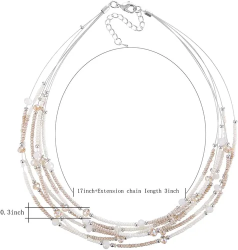 Vista 3 de Collar a capas con cristal para mujer, gargantilla con cadena de plata gruesa, regalo de cumpleaños para mujer