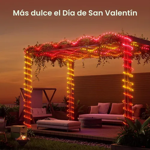 Vista 5 de YEELIGHT Luces de Navidad inteligentes, 200 luces LED de 66 pies que cambian de color con control remoto y conexión Bluetooth, cadena de luces LED