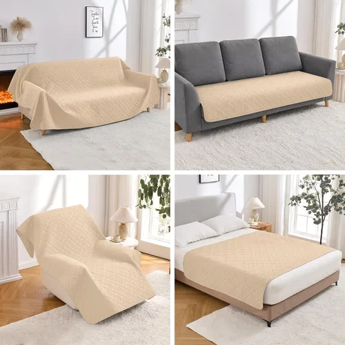 Vista 12 de PAWFINITY Funda de sofá impermeable para perros, manta acolchada con estampado de patas para sofá/cama, resistente al pelo de mascotas, agradable al