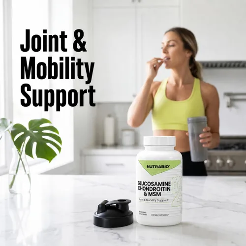 Vista 3 de NutraBio Suplemento de glucosamina condroitina y OptiMSM, fórmula de apoyo articular - 120 cápsulas (120 unidades)