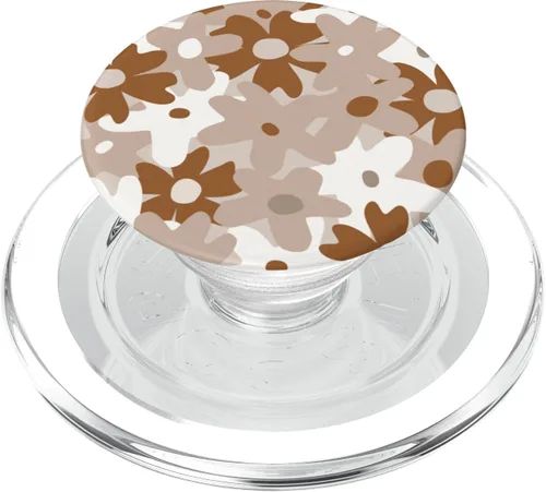 Vista 8 de PopSockets intercambiables PopSockets PopGrip con diseño retro y bohemio, diseño de flores beige
