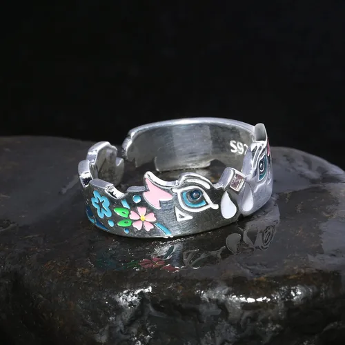 Vista 4 de LANMENSY Demon Slayer Anillos de anime Joyería original de plata de ley 925 "All24 estilos" nuevo Tamaño ajustable Kimetsu No Yaiba Cosplay Moda