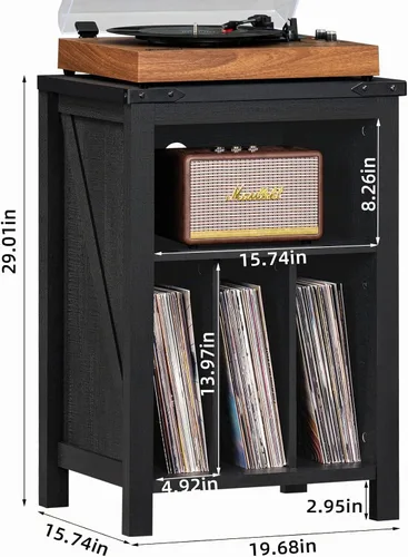 Vista 3 de Joaxswe - Soporte para tocadiscos con almacenamiento para discos de vinilo, mesa para tocadiscos color negro que sostiene hasta 160 álbumes