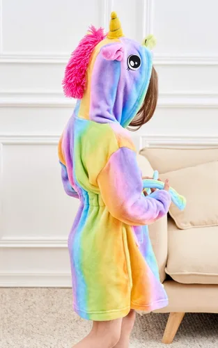 Vista 2 de Doctor Unicorn Bata de baño suave con capucha de unicornio - Regalos de unicornio para niñas