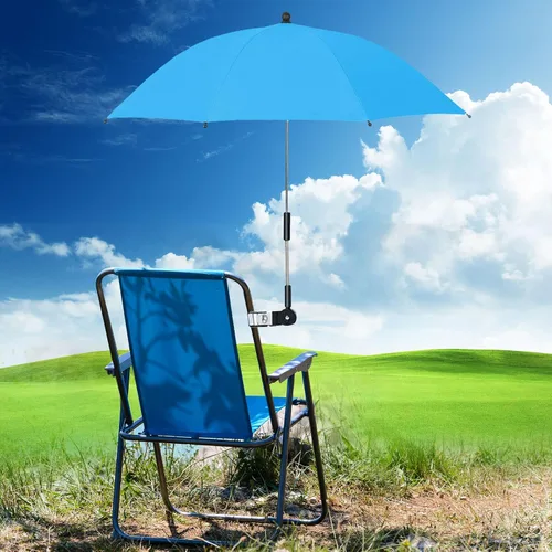 Vista 4 de TSYFM Paraguas para silla con abrazadera universal, sombrilla de playa ajustable con cochecito de hueso de 27.1 pulgadas, sombrilla de playa