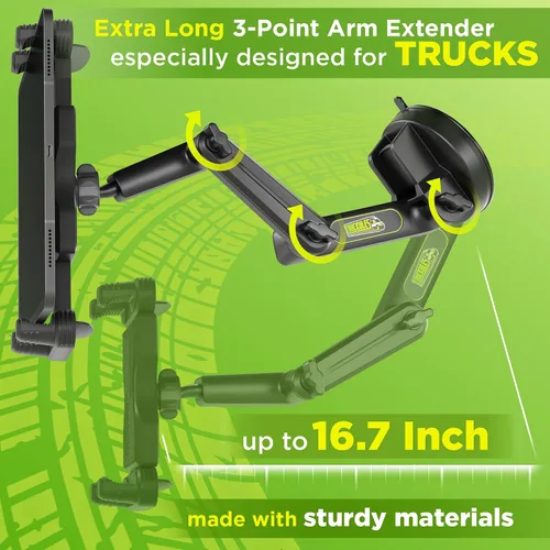 Vista 7 de Soporte para Tableta de Camión Montaje de Tableta - Soporte para iPad para Camión, Ventosa Súper Resistente de Servicio Pesado, Brazo Largo de 16.7