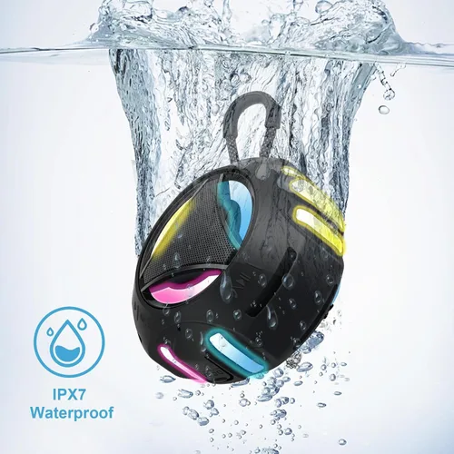 Vista 6 de Altavoz de ducha Bluetooth impermeable, altavoces Bluetooth portátiles inalámbricos, para exteriores, IPX7 flotante, micrófono integrado, tiempo