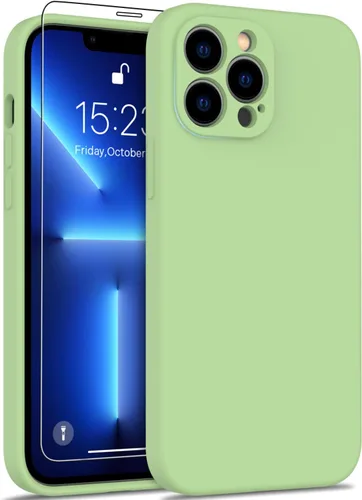 Vista 12 de DEENAKIN Funda de silicona compatible con iPhone 12 con protector de pantalla, mejora la protección de la cámara, funda protectora suave y flexible