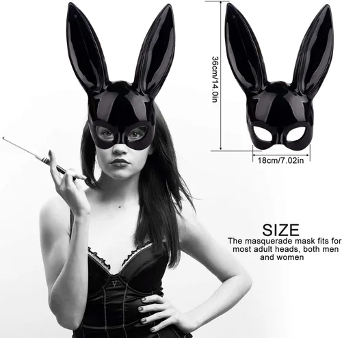 Vista 2 de Firlar Máscara sexy de conejo, máscara de media cara para cosplay de Pascua