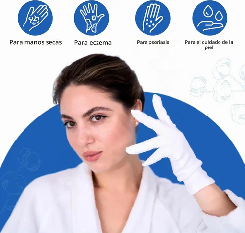 Vista 8 de Guantes de algodón para belleza, manos secas, eczema, dermatitis y psoriasis (mediano, 3 pares)