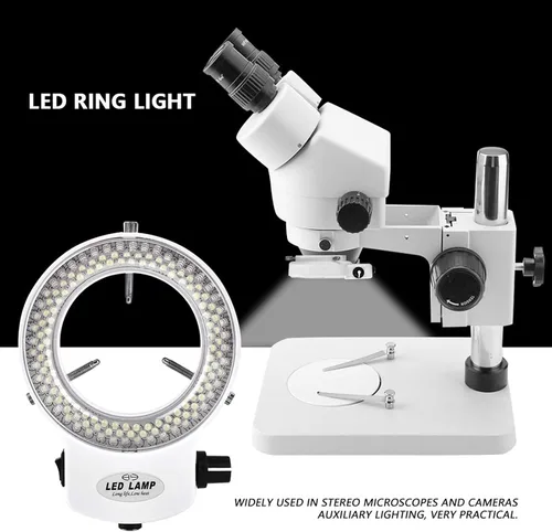 Vista 4 de Luz de microscopio LED 144 LED Brillo ajustable para cámara de microscopio estéreo (blanco)