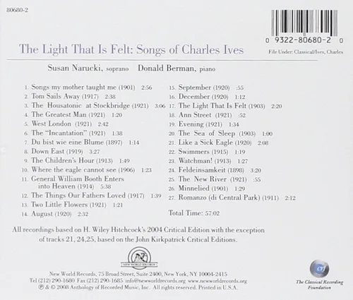 Vista 2 de The Light That Is Felt - Songs of Charles Ives