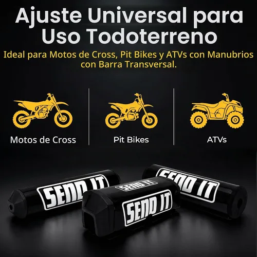 Vista 4 de SEND IT Almohadilla de Manillar con FREE GRIP DONUTS - Ajuste Universal para Motos de Cross y ATVs Barra Transversal (NEGRO, Redondo)