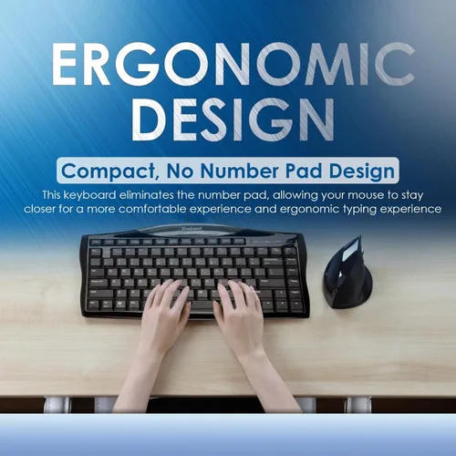 Vista 3 de Evoluent Teclado compacto con cable, teclado compacto, teclado portátil con cable, sin almohadilla numérica para comodidad ergonómica, mantiene