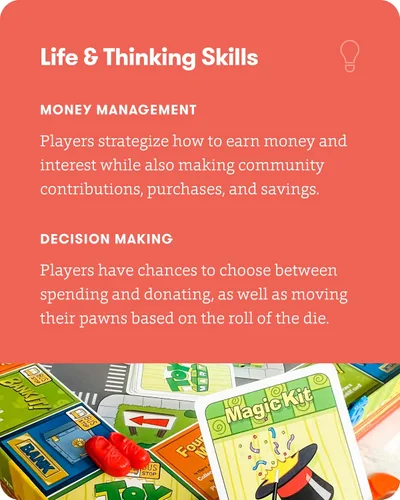Vista 6 de SimplyFun BankIt! - Juego de dinero para niños - Aprende a ahorrar, gastar, donar, ganar intereses bancarios y más - Juego para niños de 8 años